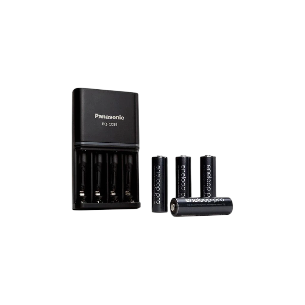Panasonic Eneloop Bq-Cc55 Charger + 4 Pcs Batteries Eneloop Pro 2550Mah AA