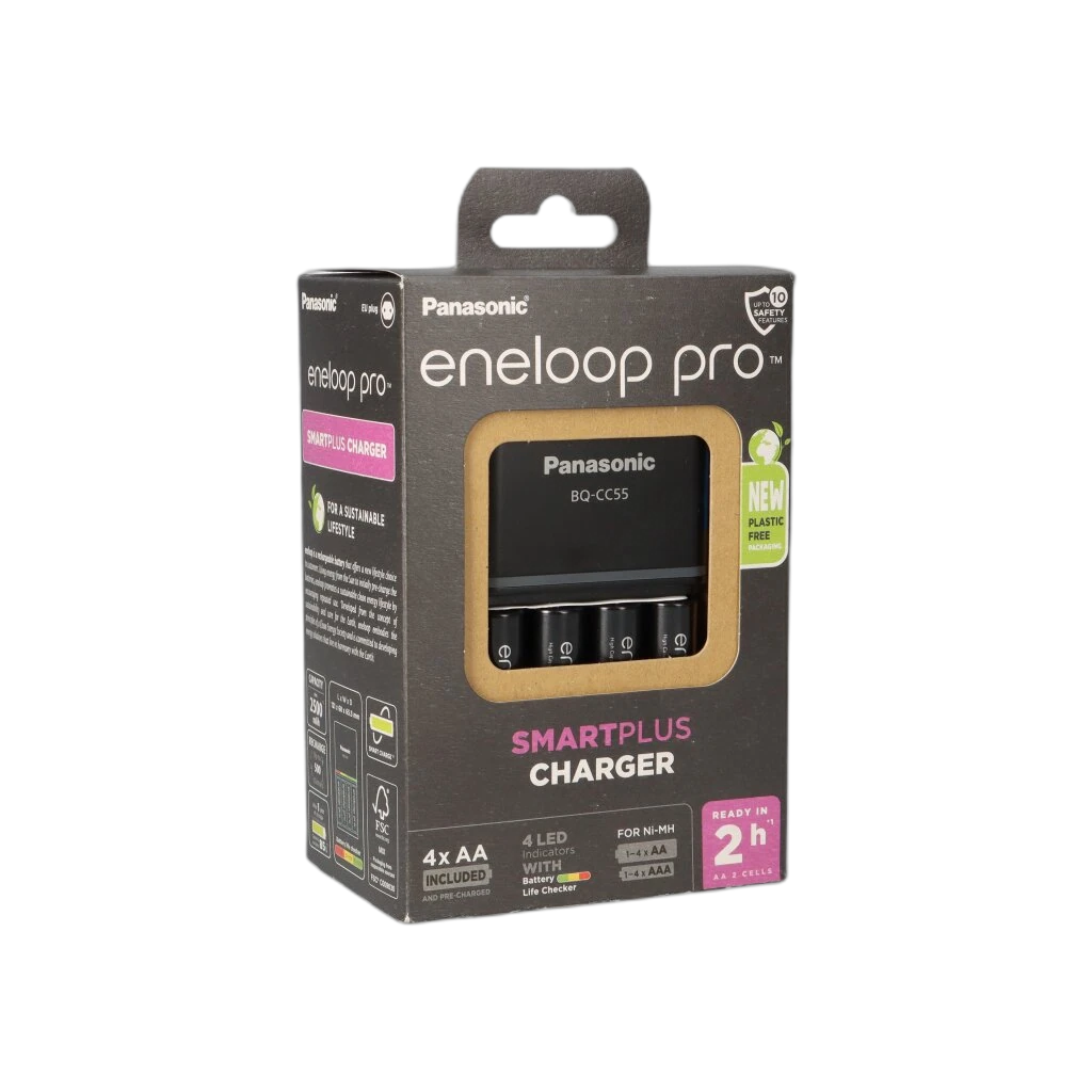 Eneloop Bq-Cc55 Charger + 4 Pcs Batteries Eneloop Pro 2550Mah AA 3