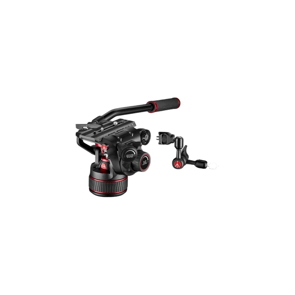 Manfrotto 608 Nitrotech Fluid Video Head and Aluminum Twin Leg Tripod with Middle Spreader 3