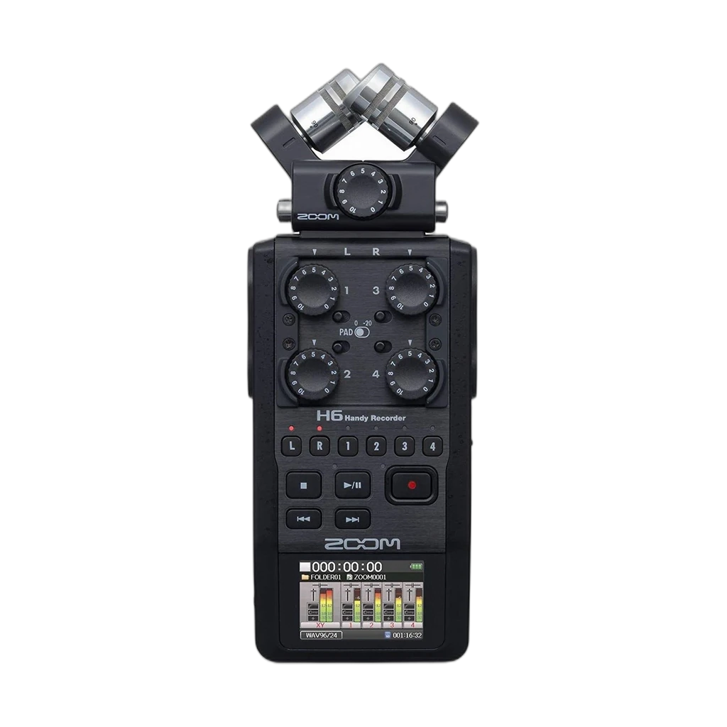 Zoom Zoom H6 All Black 6-Input / 6-Track Portable Handy Recorder with Single Mic Capsule Black