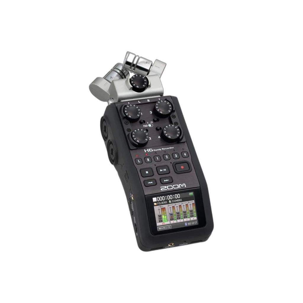 Zoom H6 All Black 6-Input / 6-Track Portable Handy Recorder with Single Mic Capsule Black 2