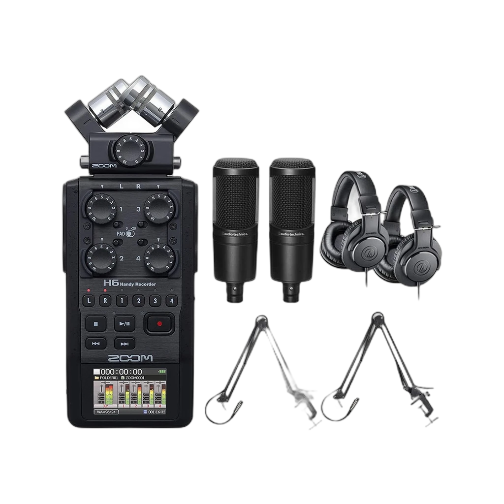 Zoom H6 All Black 6-Input / 6-Track Portable Handy Recorder with Single Mic Capsule Black 3